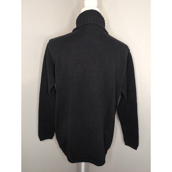 Vintage Tommy Hilfiger embroidered preppy crown logo black turtleneck sweater - Picture 3 of 7